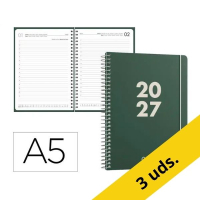 Pack x3: Agenda 2027 A5 espiral día vista verde