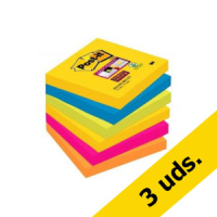 Pack x3: Post-it Super Sticky Bloc de Notas 90 hojas (76x76mm) - Surtido de colores