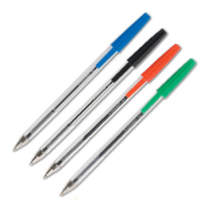 Pack x4: Bolígrafo Azul, Negro, Rojo y Verde (transparente) - 0,7 mm  425736 - 