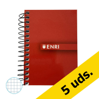 Pack x5: Libreta Enri A7 cuadrícula 4mm con 48 hojas (Tapa Blanda) - Surtido de colores  425785