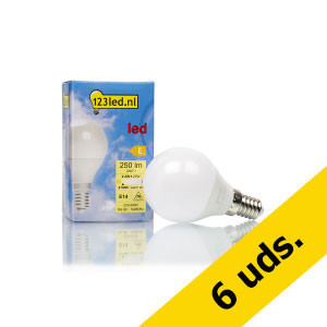 Pack x6: Bombilla LED E14 C35 Luz Cálida Redonda Mate (2.2W) - 123tinta  LDR01633 - 1