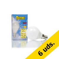 Pack x6: Bombilla LED E14 C35 Luz Cálida Redonda Mate (4.2W) - 123tinta