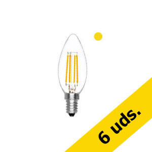 Pack x6: Bombilla LED E14 C35 Luz Cálida Vela Filamento (4W)  426119 - 1