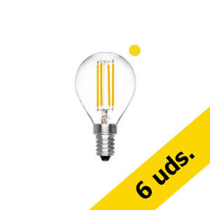 Pack x6: Bombilla LED E14 G45 Luz Cálida Redonda Filamento (4W)  425862 - 1