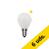 Pack x6: Bombilla LED E14 G45 Luz Cálida Redonda Mate (4W)
