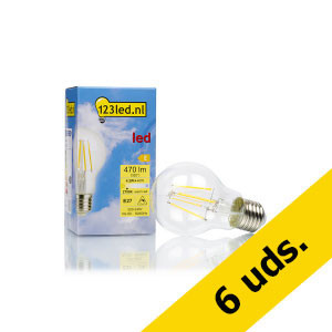 Pack x6: Bombilla LED E27 A50 Luz Cálida Pera Filamento Regulable (4.2W) - 123tinta  LDR01601 - 1