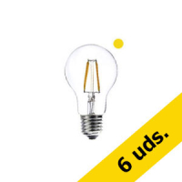Pack x6: Bombilla LED E27 A60 Luz Cálida Pera Filamento (6W)