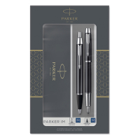 Parker IM Set con bolígrafo y pluma estilográfica negra/cromada (tinta azul) 214049