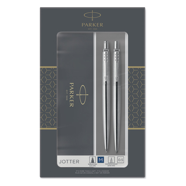 Parker Jotter Set de acero inoxidable con bolígrafo y portaminas cromado (tinta azul) 214046 - 1