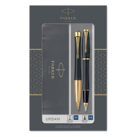 Parker Urban Set con bolígrafo y pluma estilográfica negra/dorada (tinta azul) 214052