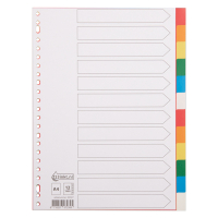 Pestañas de plástico de 123tinta, tamaño A4, de colores, con 12 pestañas (23 agujeros) 15262C 300527