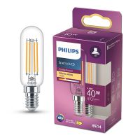 Philips Bombilla LED E14 Tubo T25 Filamento transparente 2700K 3,4W (40W) LPH04186