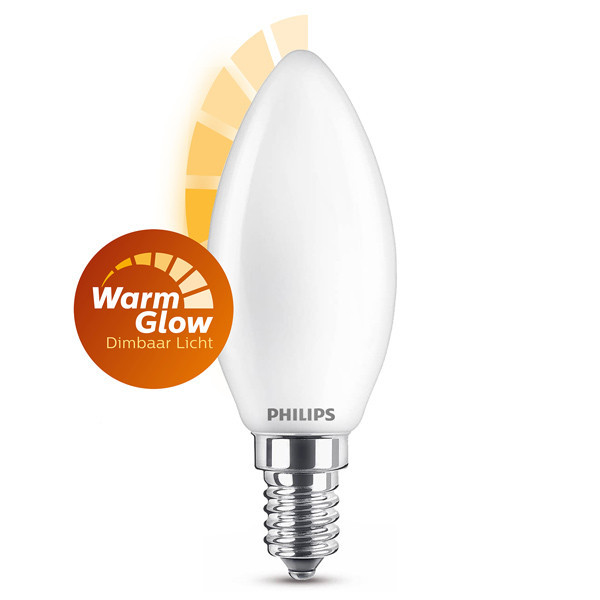 Philips Bombilla LED E14 WarmGlow vela mate regulable luz cálida (3,4W)