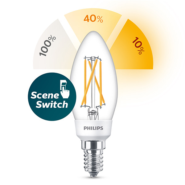 Philips Bombilla LED E14 filamento vela luz cálida (5W)