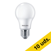 Philips Bombilla LED E27 Pera A60 Mate 2700K 10W (75W) | Pack 10 uds