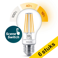 Philips Bombilla LED E27 SceneSwitch filamento luz cálida (7,5W) | Pack 6 uds