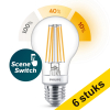 Philips Bombilla LED E27 SceneSwitch filamento luz cálida (7,5W) | Pack 6 uds LPH02502 - 1