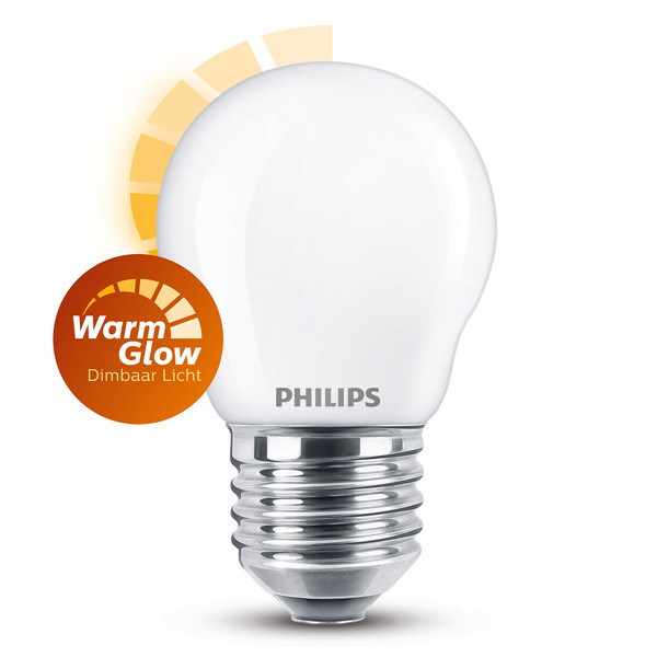Philips Bombilla LED E27 WarmGlow bola mate luz cálida (3,4W)