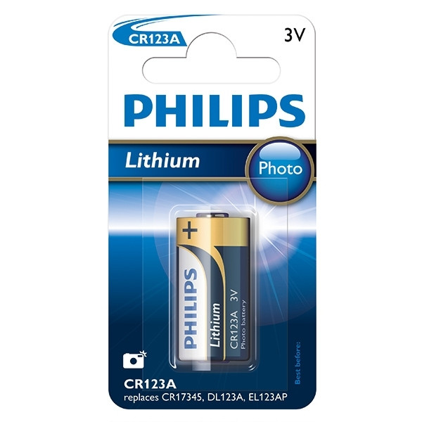 PHILIPS Blister 1 Pila de Boton de Litio (CR123A, CR17345, DL123A, EL123AP), 3.0V, 1500 mAh