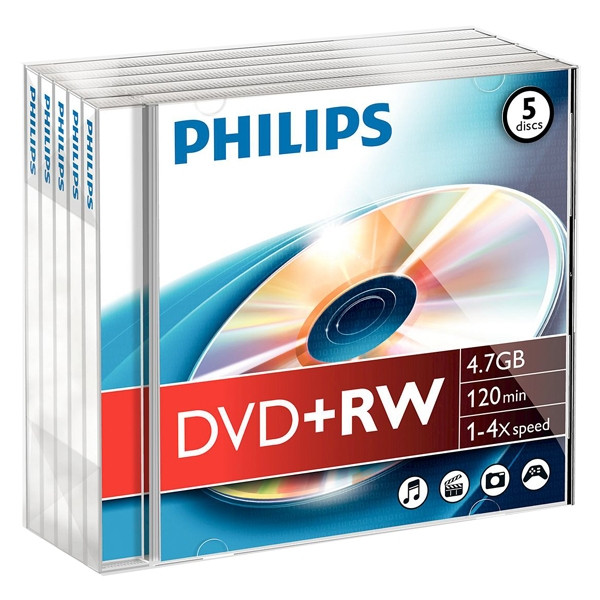 Philips DVD+RW regrabable de 5 unidades 098014 - 1