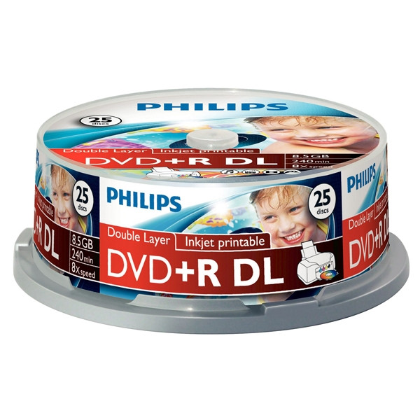 Philips DVD+R Doble Capa Imprimible - 25 unidades 098008 - 1