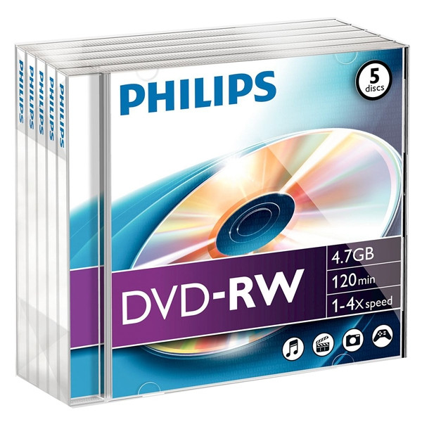Philips DVD-RW regrabable 5 unidades 098017 - 1
