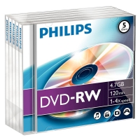 Philips DVD-RW regrabable 5 unidades 098017