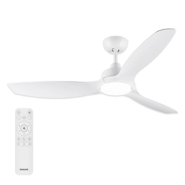 Philips Olas Ventilador de techo con lámpara LED Aspas fijas Ø 132 cm 3000-6500K Blanco Regulable LPH04850 - 1