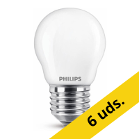 Pack: 6x Bombilla LED E27 Philips bola mate luz cálida (6.5W)