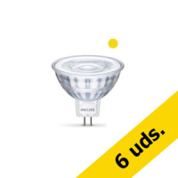 Philips Pack: 6x Bombilla LED GU5.3 MR16 Luz Cálida Foco (5W) - Philips  LPH00628