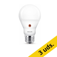 Pack: 6x Philips Bombilla LED E27 pera mate con sensor día/noche de 7,5 W (60 W)
