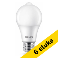 Pack: 6x Philips Bombilla LED E27 sensor de movimiento día/noche mate 8 W (60 W)