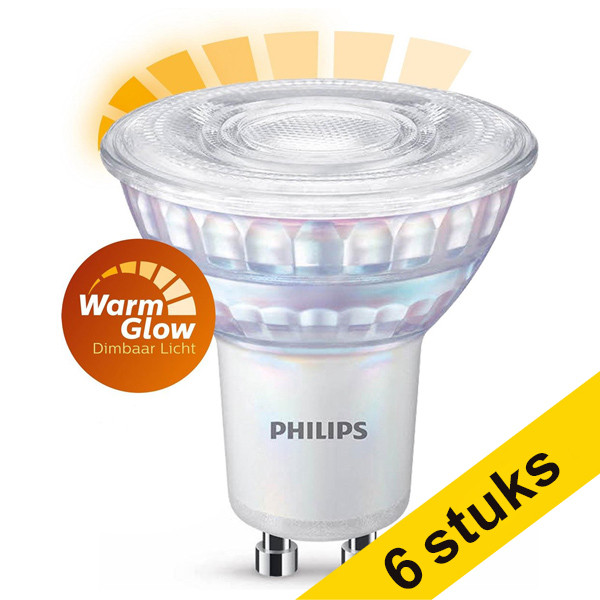 Pack: 6x Philips WarmGlow bombilla LED GU10 regulable de 2,6 W (35 W) LPH01392 - 1