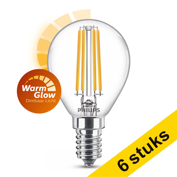 Pack: 6x WarmGlow Philips bombilla LED E14 filamento regulable de 3,4 W (equivalente a 40 W) LPH02552 - 1
