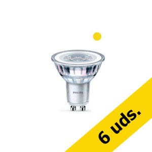 Philips Pack 6x: Bombilla LED GU10 Luz Cálida Cristal (4,6W) - Philips  LPH00333 - 1
