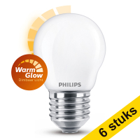 Pack Ahorro: 6x Philips Bombilla LED E27 WarmGlow bola mate luz cálida (3,4W)