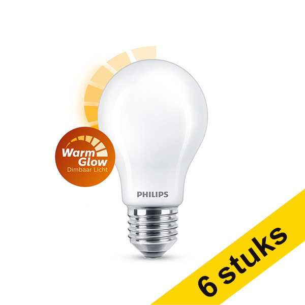 Pack Ahorro: 6x Philips Bombilla LED E27 WarmGlow bola mate regulable luz cálida (5.9W) LPH02581 - 1