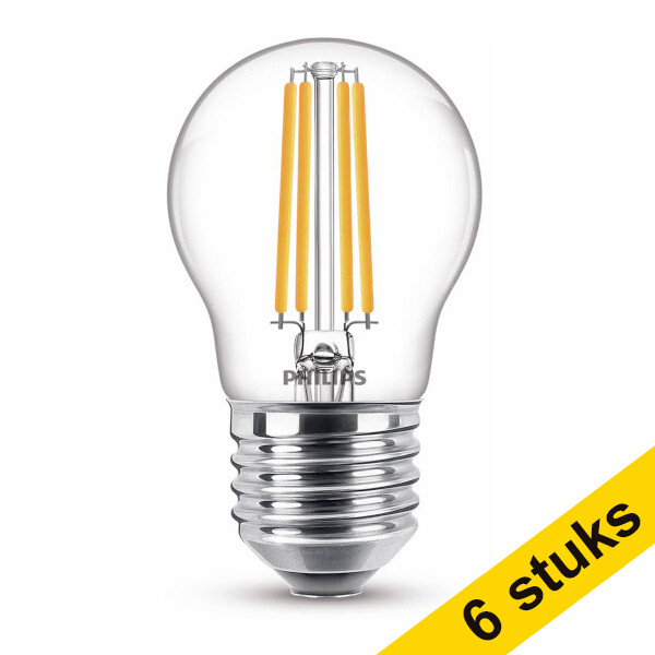 Pack Ahorro: 6x Philips bombillas LED E27 de filamento esféricas, 2700K, 6,5W (60W) LPH02375 - 1