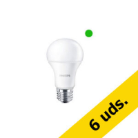 Pack x6: Bombilla LED E27 A60 Luz Neutra Redonda Mate 10.5W - Philips