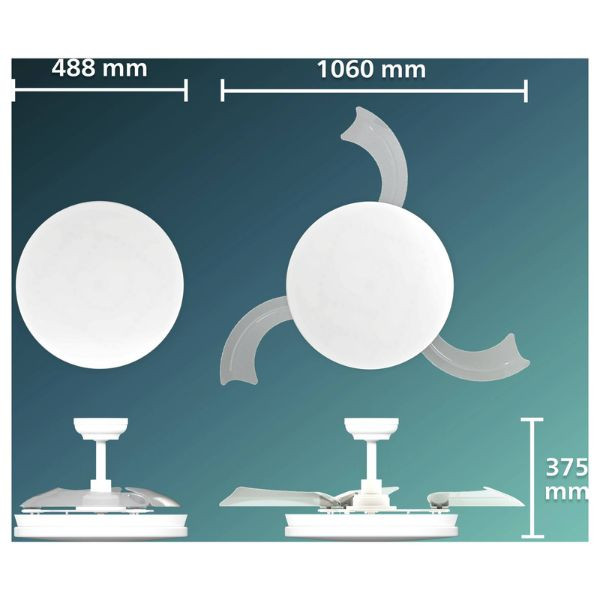 Philips Ventilador de techo con lámpara LED Solr Ø 106 cm Aspas plegables 2700-5500K Blanco Regulable LPH04844 - 8