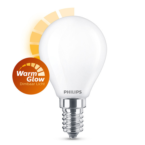 Philips WarmGlow bombilla LED E14 esmerilada regulable 3,4 W (equivalente a 40 W)