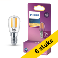 Philips bombilla LED E14 T25s filamento transparente 2700K de 0.8W (12W) | Pack 6 uds