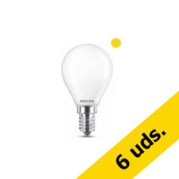 Philips bombilla LED E14 esférica mate blanco cálido 4,3W (40W) | Pack 6 uds