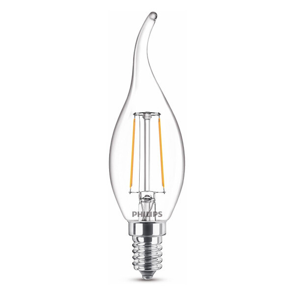 Philips bombilla LED E14 filamento transparente, 2 W (25 W)