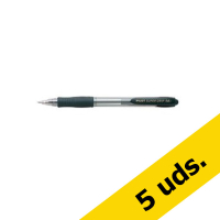 Pack x5: Pilot Supergrip Bolígrafo Negro Retráctil - 5 unidades
