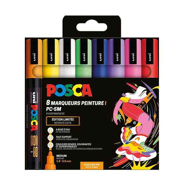 Juego de marcadores de pintura POSCA PC-5M Pop Colors (redondos de 1,8 a 2,5 mm) 8 uds 425417 - 1