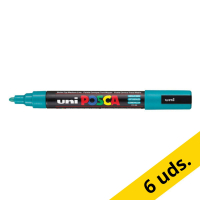 Pack: 6x Rotulador de pintura POSCA PC-5M verde esmeralda (redondo 1,8 - 2,5 mm)