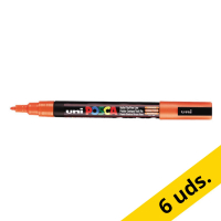 Pack: 6x rotulador de pintura POSCA PC-3M naranja brillante (0,9 - 1,3 mm redondo)