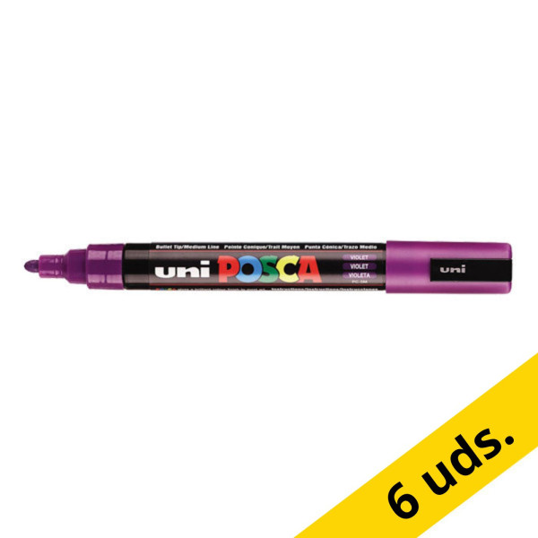 Pack: 6x rotulador de pintura POSCA PC-5M violeta (redondo 1,8 - 2,5 mm) 424396 - 1