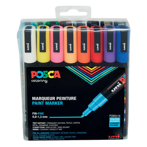 Posca Pack x16: POSCA PC-3M rotulador (0,9 - 1,3 mm redondo) PC3M/16AASS21 424111 - 1
